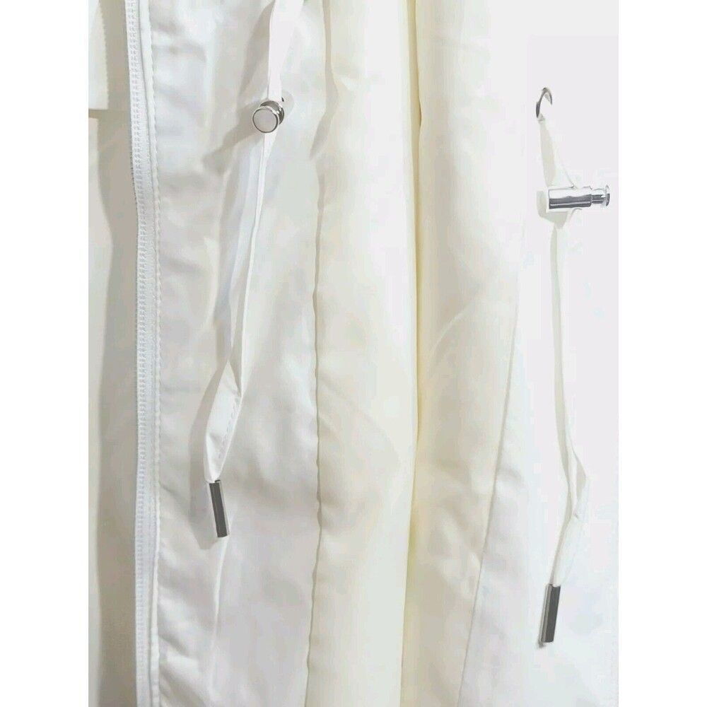 NWT Vince Camuto Womens Chic Hooded Rain Jacket Water Wind Resistant White, M - Picture 6 of 9